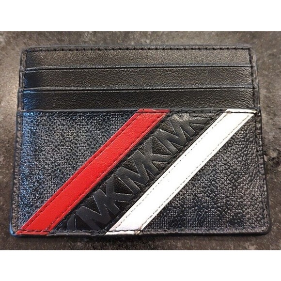 Michael Kors Card Holder Wallet Used Black/Red/White Used - Picture 1 of 9